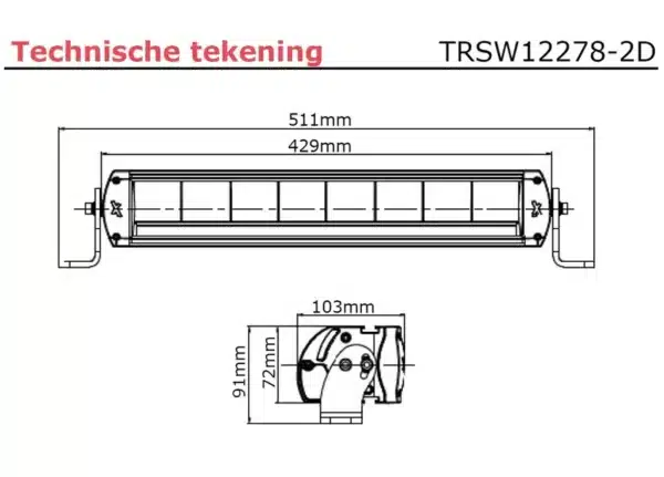 LED bar | 80 watt | 7040 lumen | 9-36v | 40cm. kabel | Deutsch connector | TRSW12278-2D – Bild 4